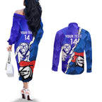 Custom Bulldogs And Knights Rugby 2025 Couples Matching Off The Shoulder Long Sleeve Dress and Long Sleeve Button Shirt Dynamic Style