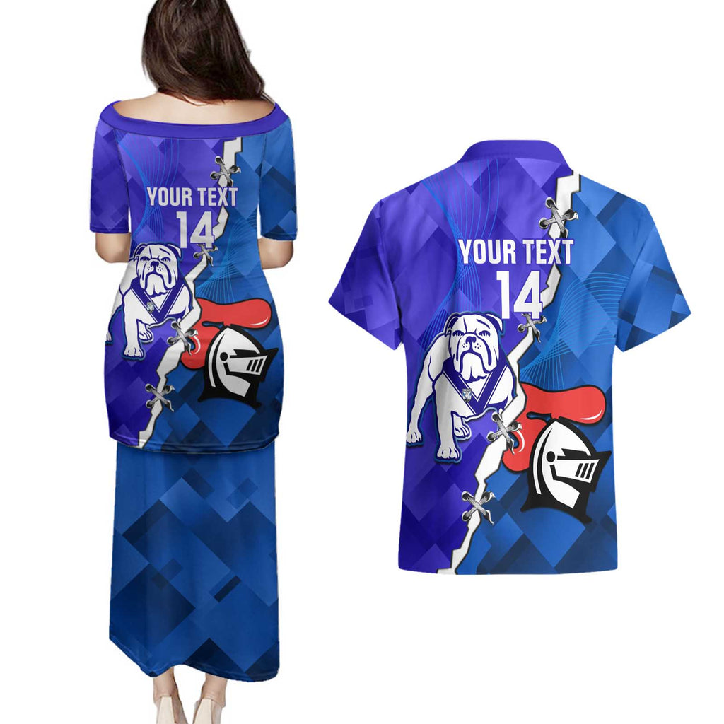 Custom Bulldogs And Knights Rugby 2025 Couples Matching Puletasi and Hawaiian Shirt Dynamic Style