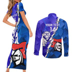 Custom Bulldogs And Knights Rugby 2025 Couples Matching Short Sleeve Bodycon Dress and Long Sleeve Button Shirt Dynamic Style