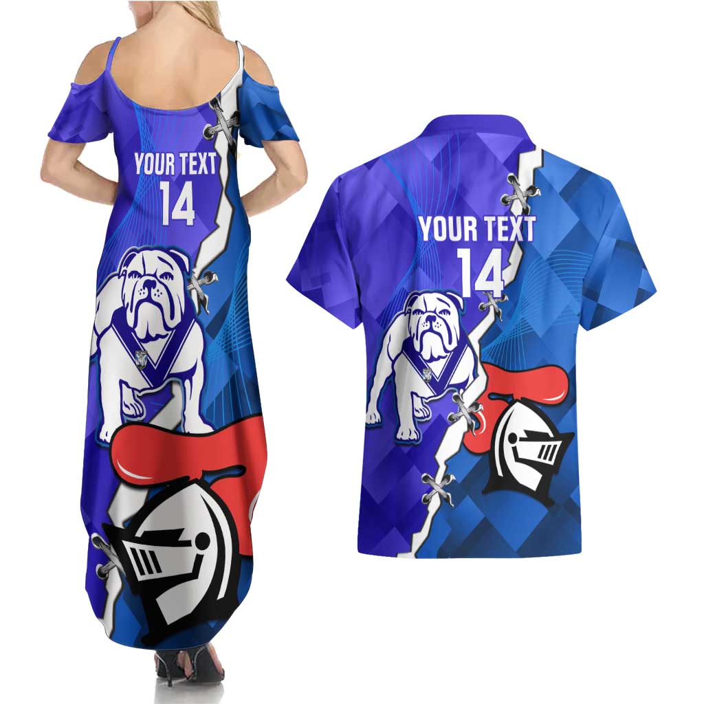 Custom Bulldogs And Knights Rugby 2025 Couples Matching Summer Maxi Dress and Hawaiian Shirt Dynamic Style