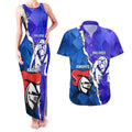 Custom Bulldogs And Knights Rugby 2025 Couples Matching Tank Maxi Dress and Hawaiian Shirt Dynamic Style