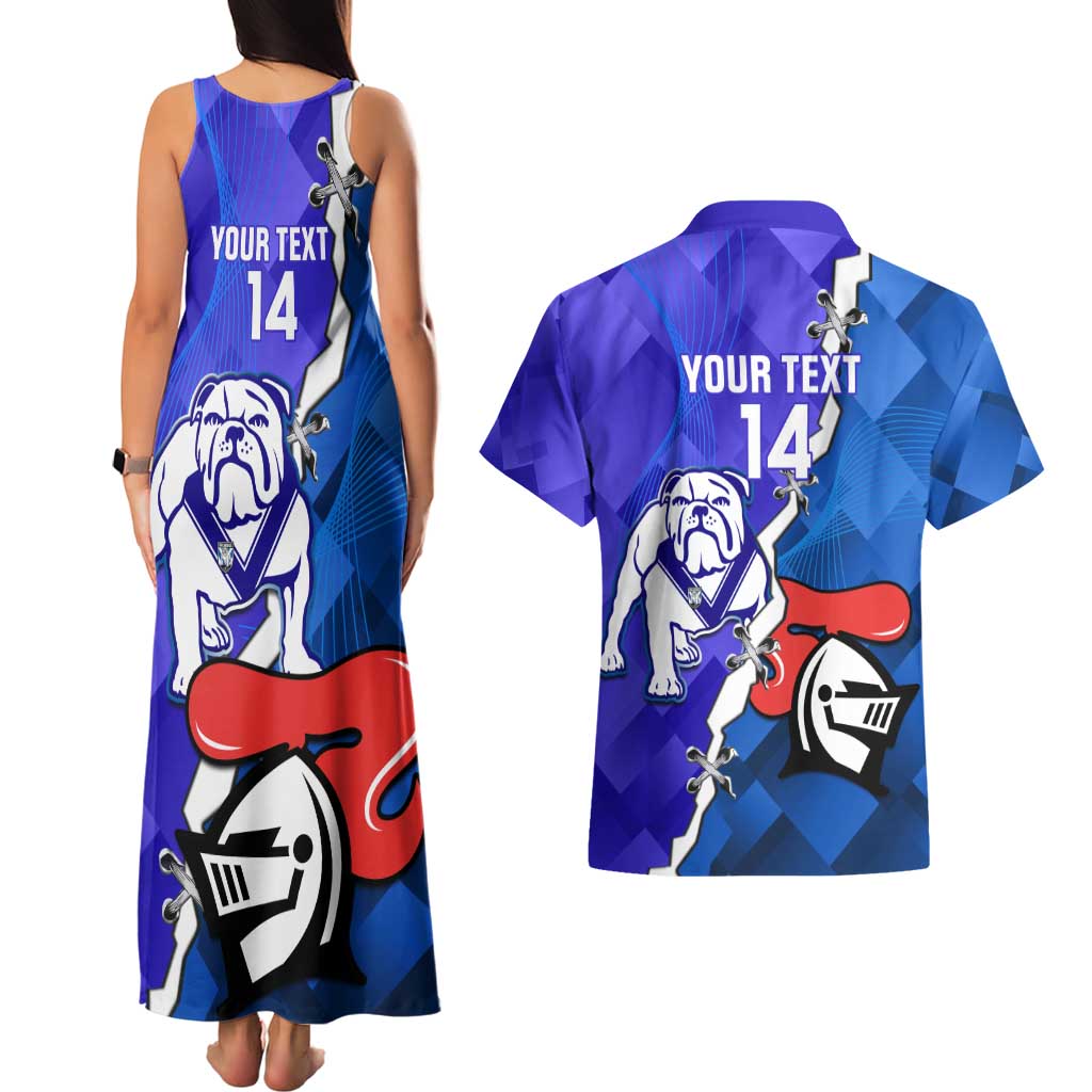 Custom Bulldogs And Knights Rugby 2025 Couples Matching Tank Maxi Dress and Hawaiian Shirt Dynamic Style