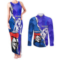 Custom Bulldogs And Knights Rugby 2025 Couples Matching Tank Maxi Dress and Long Sleeve Button Shirt Dynamic Style