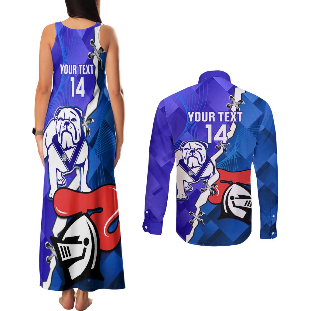 Custom Bulldogs And Knights Rugby 2025 Couples Matching Tank Maxi Dress and Long Sleeve Button Shirt Dynamic Style