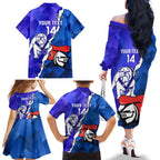 Custom Bulldogs And Knights Rugby 2025 Family Matching Off The Shoulder Long Sleeve Dress and Hawaiian Shirt Dynamic Style