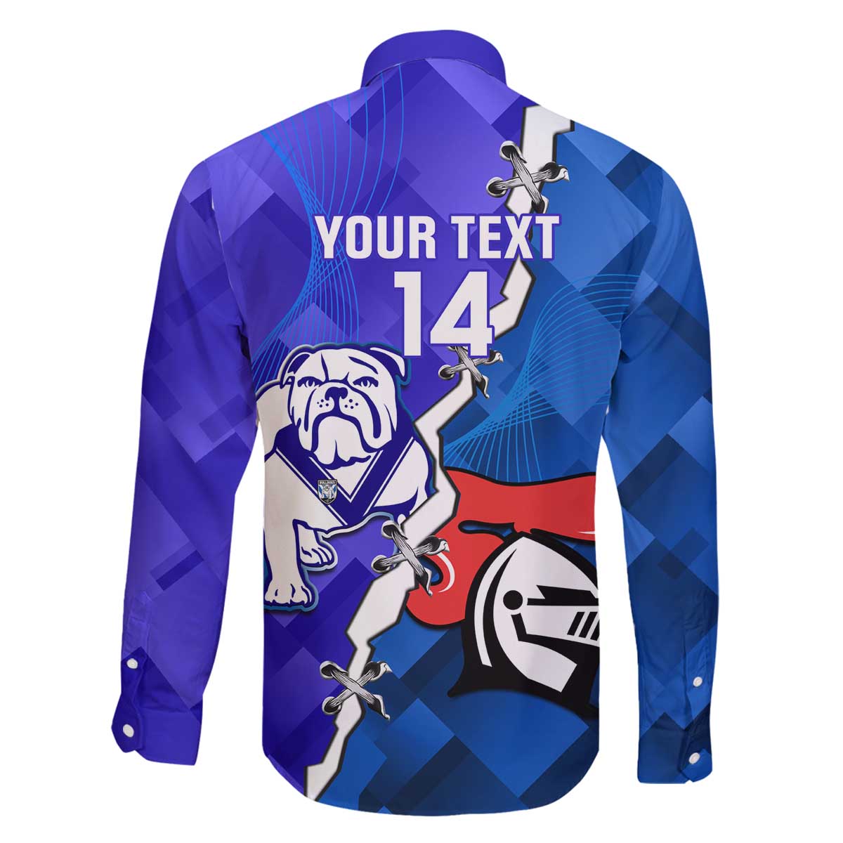 Custom Bulldogs And Knights Rugby 2025 Family Matching Off The Shoulder Long Sleeve Dress and Hawaiian Shirt Dynamic Style