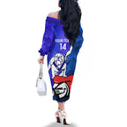 Custom Bulldogs And Knights Rugby 2025 Family Matching Off The Shoulder Long Sleeve Dress and Hawaiian Shirt Dynamic Style