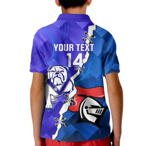 Custom Bulldogs And Knights Rugby 2025 Kid Polo Shirt Dynamic Style