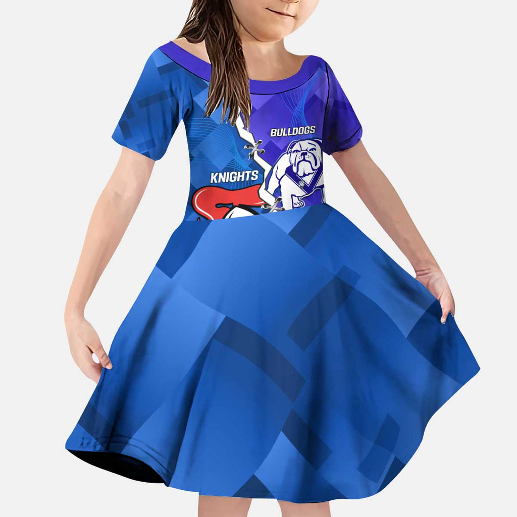Custom Bulldogs And Knights Rugby 2025 Kid Short Sleeve Dress Dynamic Style