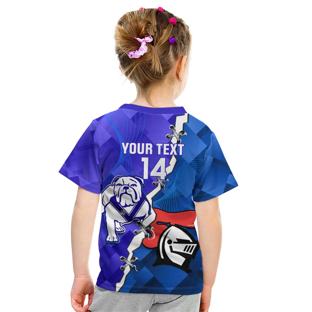 Custom Bulldogs And Knights Rugby 2025 Kid T Shirt Dynamic Style