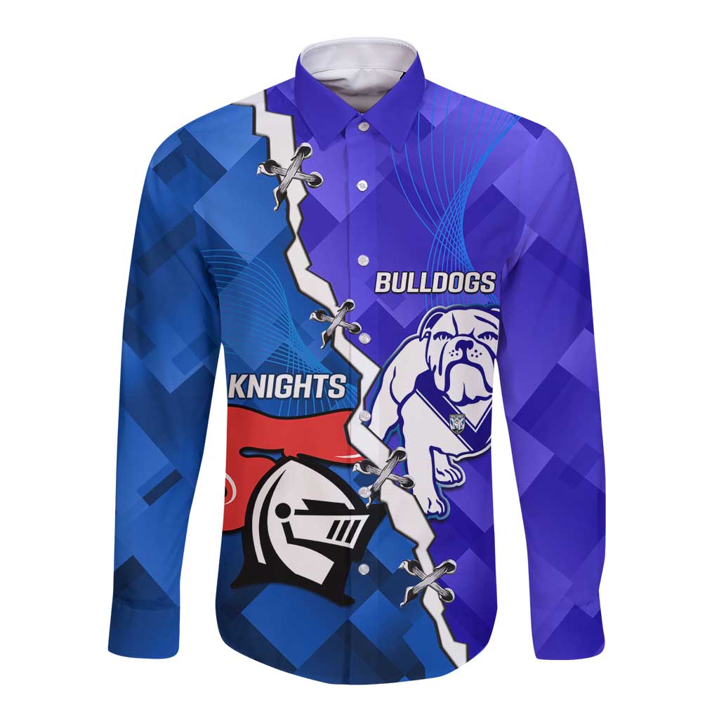 Custom Bulldogs And Knights Rugby 2025 Long Sleeve Button Shirt Dynamic Style
