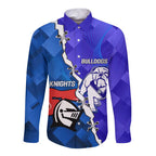 Custom Bulldogs And Knights Rugby 2025 Long Sleeve Button Shirt Dynamic Style