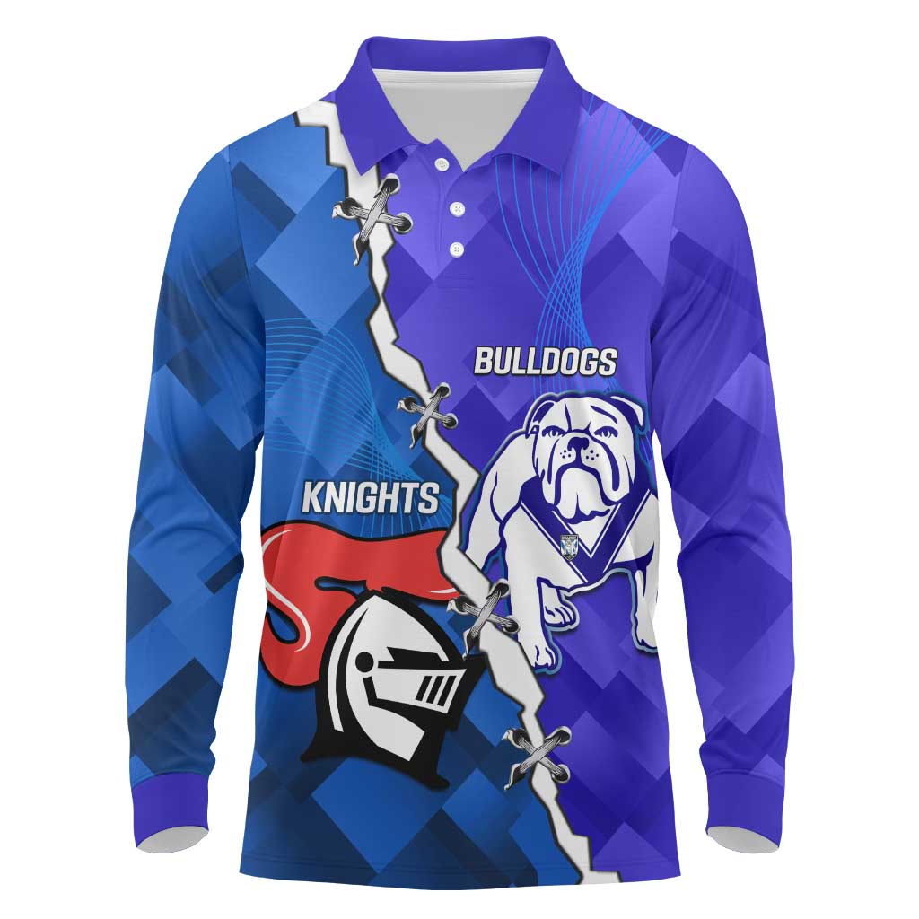 Custom Bulldogs And Knights Rugby 2025 Long Sleeve Polo Shirt Dynamic Style