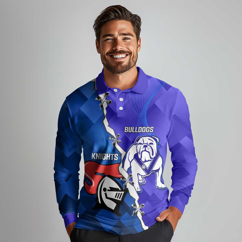 Custom Bulldogs And Knights Rugby 2025 Long Sleeve Polo Shirt Dynamic Style