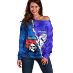 Custom Bulldogs And Knights Rugby 2025 Off Shoulder Sweater Dynamic Style