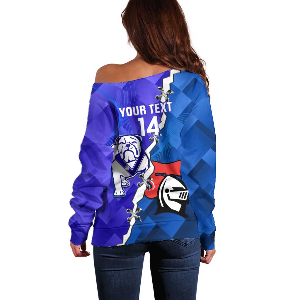 Custom Bulldogs And Knights Rugby 2025 Off Shoulder Sweater Dynamic Style