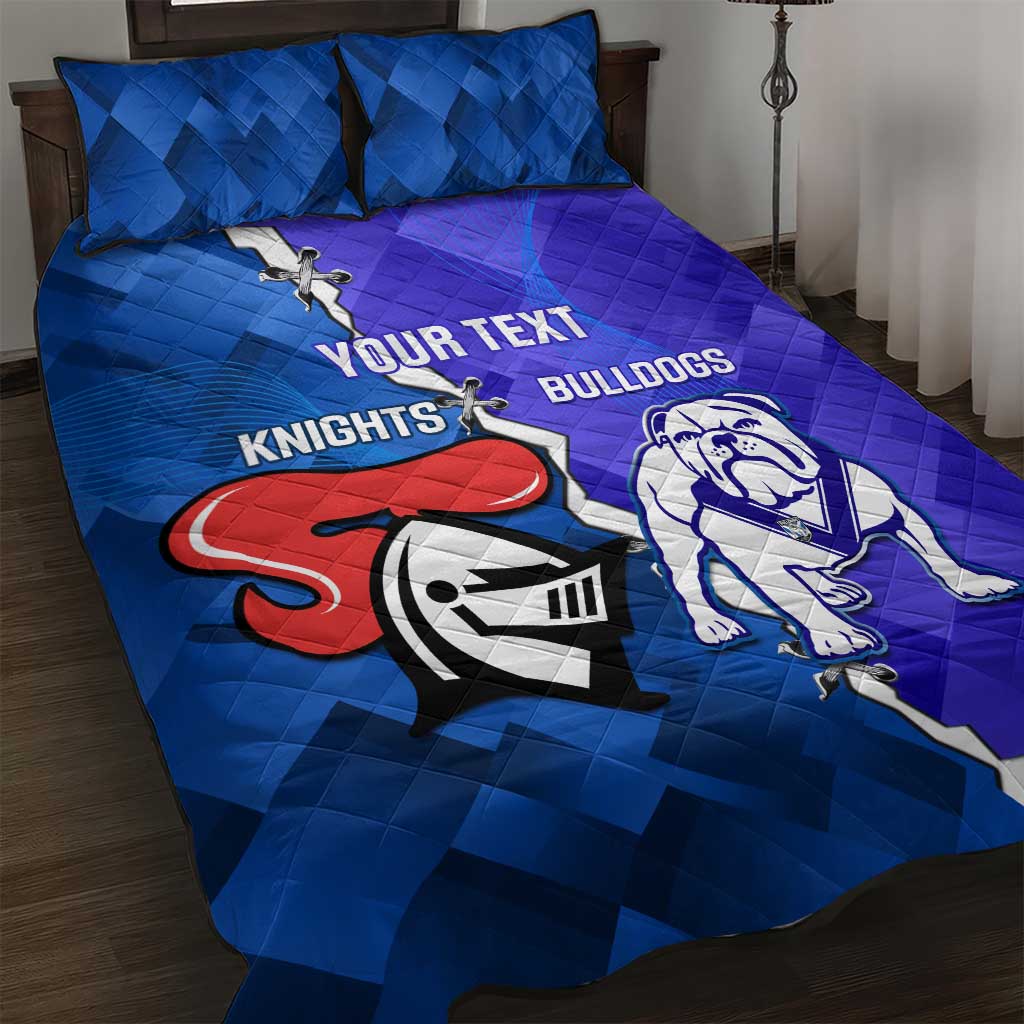 Custom Bulldogs And Knights Rugby 2025 Quilt Bed Set Dynamic Style