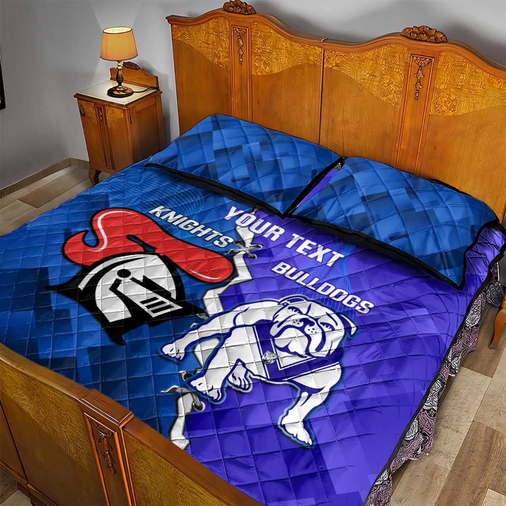 Custom Bulldogs And Knights Rugby 2025 Quilt Bed Set Dynamic Style