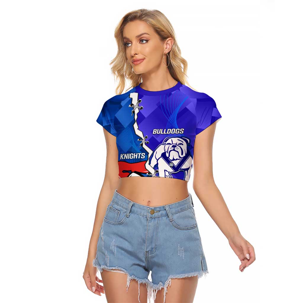 Custom Bulldogs And Knights Rugby 2025 Raglan Cropped T Shirt Dynamic Style
