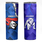 Custom Bulldogs And Knights Rugby 2025 Skinny Tumbler Dynamic Style