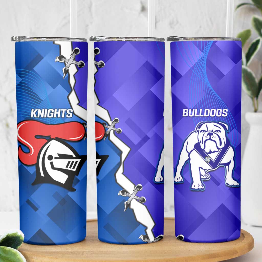 Custom Bulldogs And Knights Rugby 2025 Skinny Tumbler Dynamic Style
