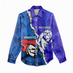 Custom Bulldogs And Knights Rugby 2025 Women Casual Shirt Dynamic Style