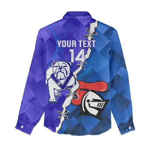 Custom Bulldogs And Knights Rugby 2025 Women Casual Shirt Dynamic Style