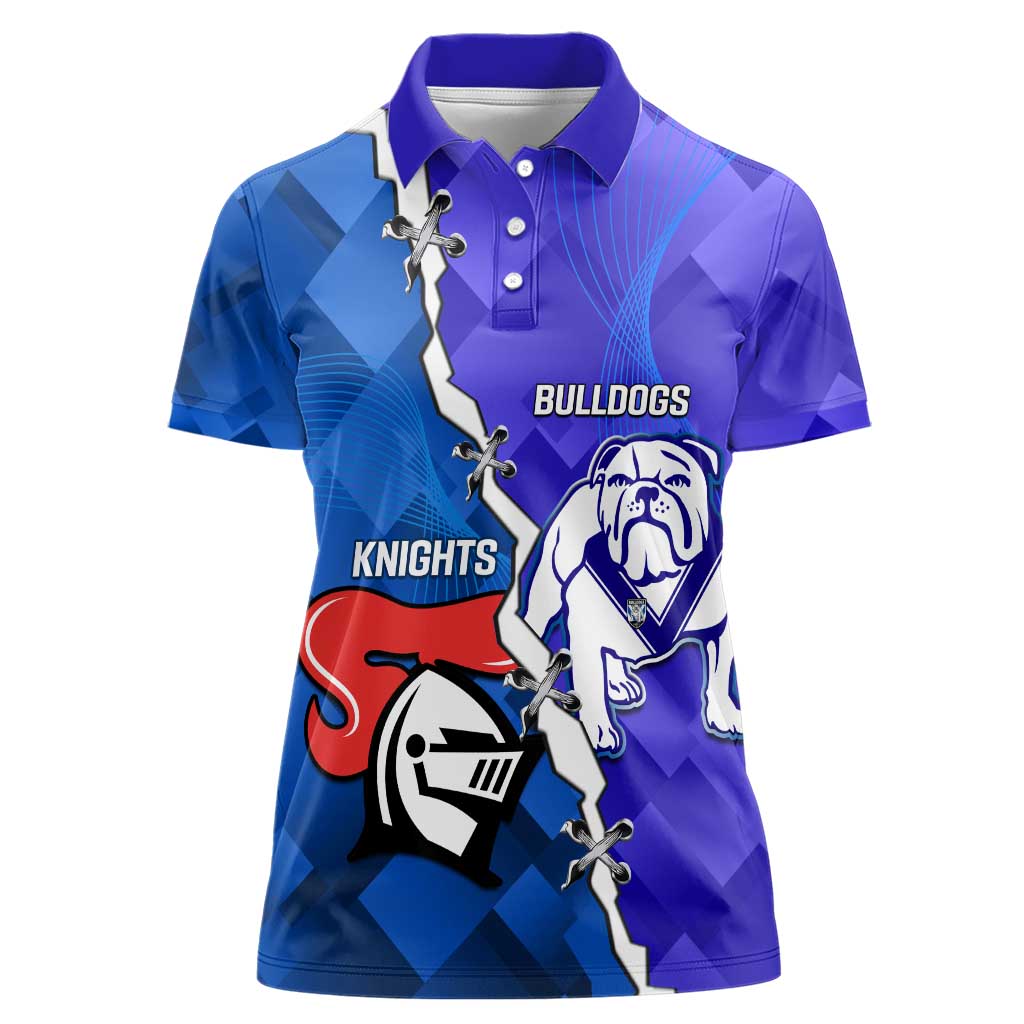 Custom Bulldogs And Knights Rugby 2025 Women Polo Shirt Dynamic Style