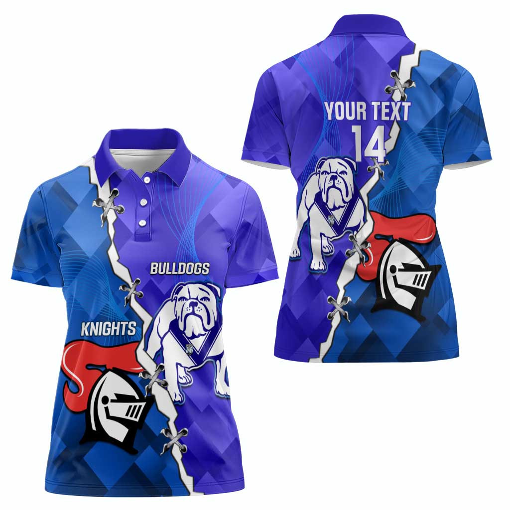 Custom Bulldogs And Knights Rugby 2025 Women Polo Shirt Dynamic Style