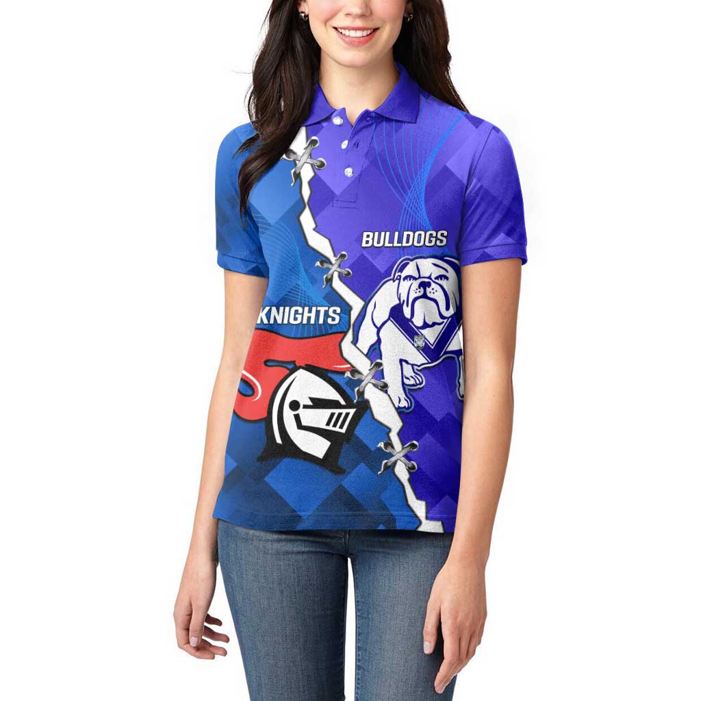 Custom Bulldogs And Knights Rugby 2025 Women Polo Shirt Dynamic Style