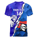Custom Bulldogs And Knights Rugby 2025 Women V-Neck T-Shirt Dynamic Style