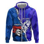 Custom Bulldogs And Knights Rugby 2025 Zip Hoodie Dynamic Style