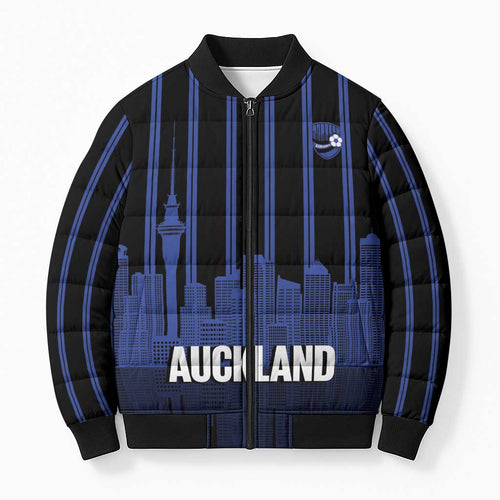 New Zealand Auckland Football Custom Bomber Puffer Jacket Go City of Sails Est 2025