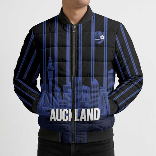 New Zealand Auckland Football Custom Bomber Puffer Jacket Go City of Sails Est 2025