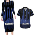 New Zealand Auckland Football Custom Couples Matching Long Sleeve Bodycon Dress and Hawaiian Shirt Go City of Sails Est 2025