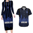 New Zealand Auckland Football Custom Couples Matching Long Sleeve Bodycon Dress and Hawaiian Shirt Go City of Sails Est 2025