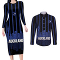 New Zealand Auckland Football Custom Couples Matching Long Sleeve Bodycon Dress and Long Sleeve Button Shirt Go City of Sails Est 2025