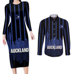 New Zealand Auckland Football Custom Couples Matching Long Sleeve Bodycon Dress and Long Sleeve Button Shirt Go City of Sails Est 2025
