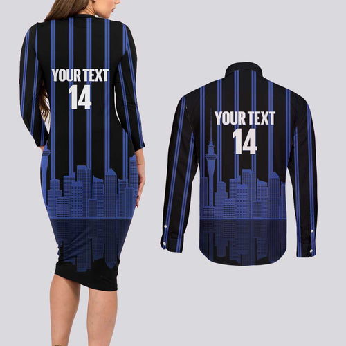 New Zealand Auckland Football Custom Couples Matching Long Sleeve Bodycon Dress and Long Sleeve Button Shirt Go City of Sails Est 2025