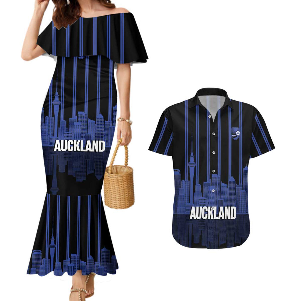 New Zealand Auckland Football Custom Couples Matching Mermaid Dress and Hawaiian Shirt Go City of Sails Est 2025