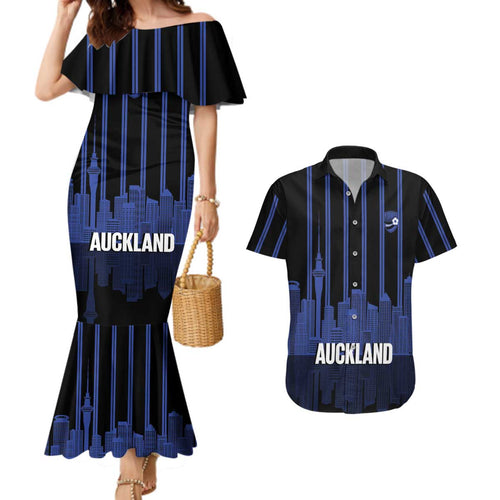 New Zealand Auckland Football Custom Couples Matching Mermaid Dress and Hawaiian Shirt Go City of Sails Est 2025