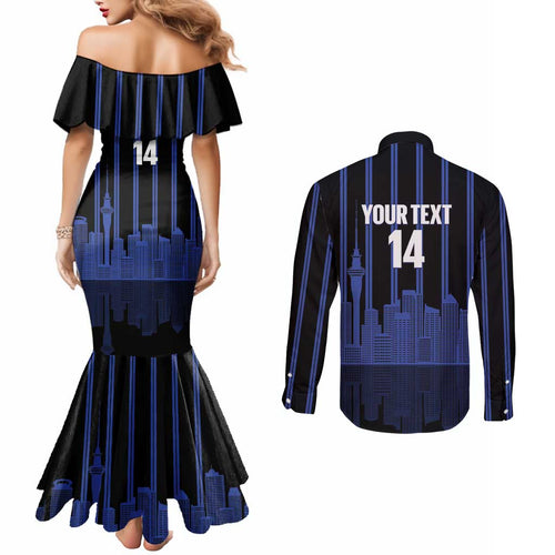 New Zealand Auckland Football Custom Couples Matching Mermaid Dress and Long Sleeve Button Shirt Go City of Sails Est 2025