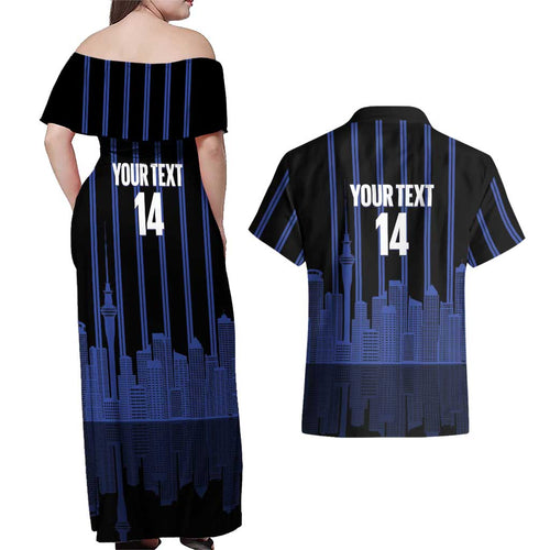 New Zealand Auckland Football Custom Couples Matching Off Shoulder Maxi Dress and Hawaiian Shirt Go City of Sails Est 2025