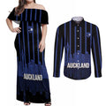 New Zealand Auckland Football Custom Couples Matching Off Shoulder Maxi Dress and Long Sleeve Button Shirt Go City of Sails Est 2025