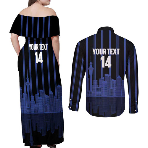 New Zealand Auckland Football Custom Couples Matching Off Shoulder Maxi Dress and Long Sleeve Button Shirt Go City of Sails Est 2025
