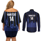 New Zealand Auckland Football Custom Couples Matching Off Shoulder Short Dress and Long Sleeve Button Shirt Go City of Sails Est 2025