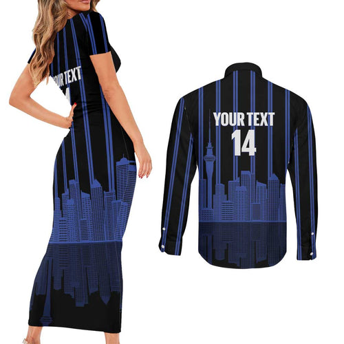 New Zealand Auckland Football Custom Couples Matching Short Sleeve Bodycon Dress and Long Sleeve Button Shirt Go City of Sails Est 2025