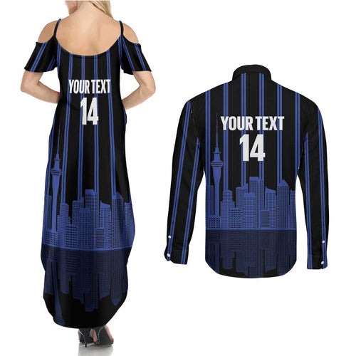 New Zealand Auckland Football Custom Couples Matching Summer Maxi Dress and Long Sleeve Button Shirt Go City of Sails Est 2025