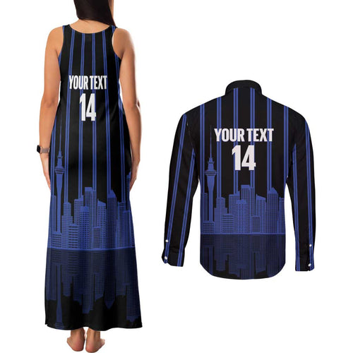 New Zealand Auckland Football Custom Couples Matching Tank Maxi Dress and Long Sleeve Button Shirt Go City of Sails Est 2025
