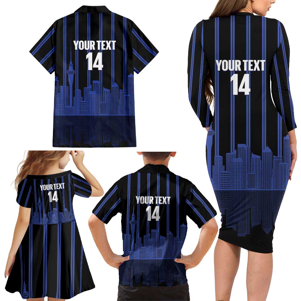 New Zealand Auckland Football Custom Family Matching Long Sleeve Bodycon Dress and Hawaiian Shirt Go City of Sails Est 2025
